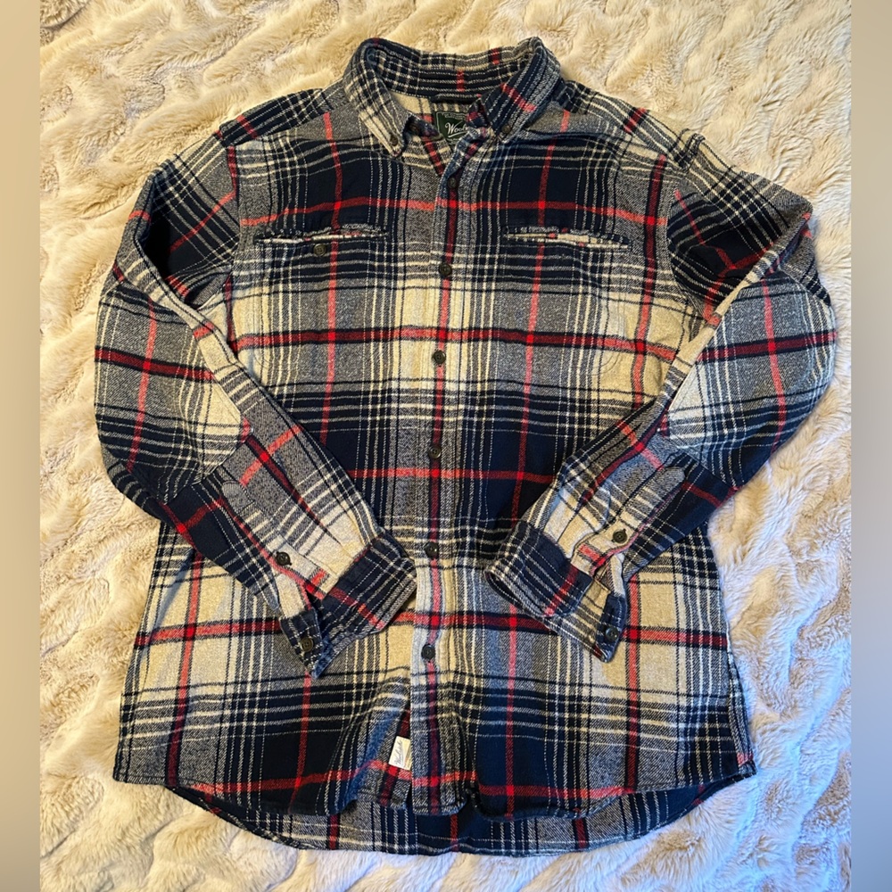 Woolrich blue plaid flannel shirt size L